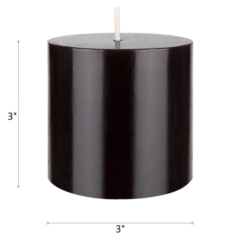 Mega Candles 1 pc Unscented Solid Black Pillar Candles  Hand Poured Premium Wax Candle 3 Inch x 3 Inch  Home D?cor  Spas  Weddings  Celebrations  Party  Centerpieces  Holidays  Vigils  Prayers - Image 2